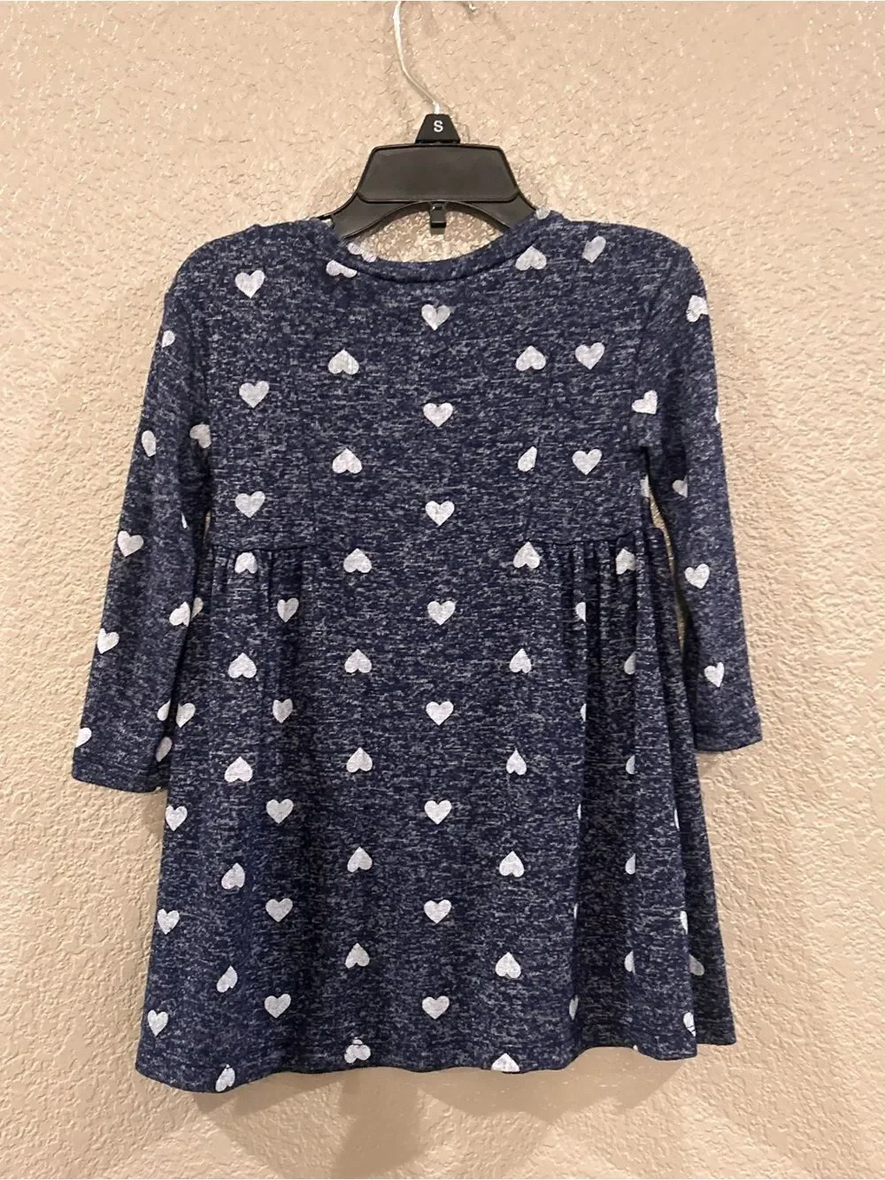 Girls' Navy Heart Print Long-Sleeve Dress baby gap size 2
